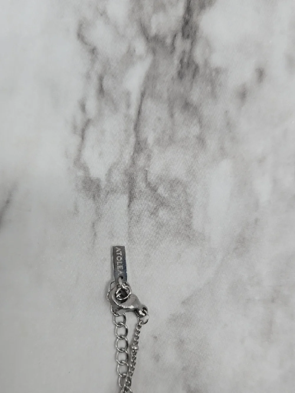 Atolea Minimal Silver Rectangle Pendant Necklace with Clear Stone - Picture 2 of 3